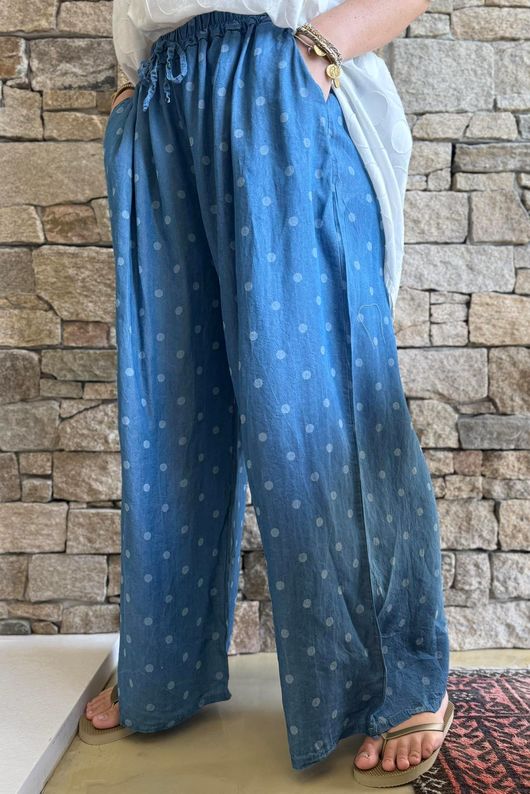 Essential Summer Chambray Spot Wide Leg Pant Mid